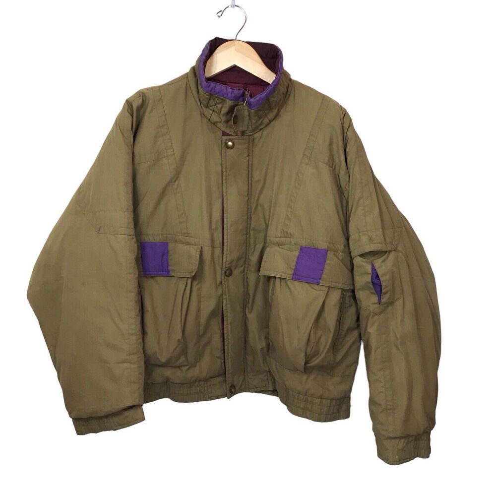 Vtg 1980s Mens McGregor‎ Green Bomber Jacket Quilted Lining Zip Up Size X Large